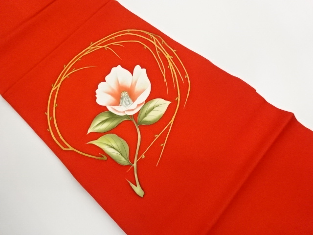 JAPANESE KIMONO / NAGOYA OBI / SHIOZE / KINSAI / CAMELLIA 